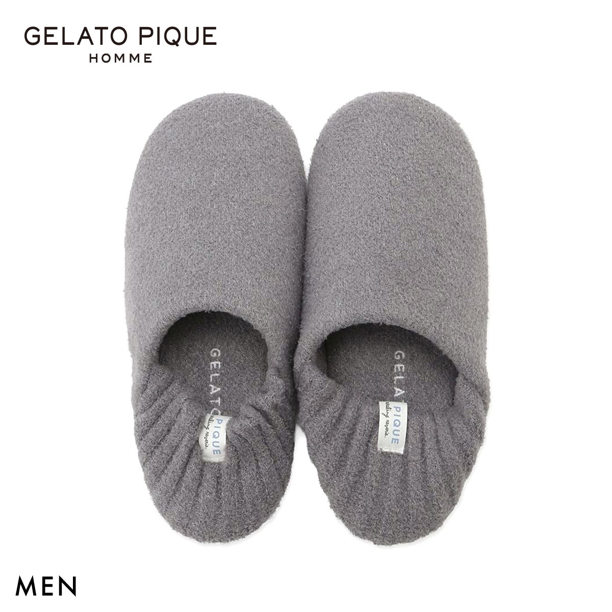 ジェラートピケ オム メンズ 調温スムーズィールームシューズ ジェラピケ GELATO PIQUE(GY-グレー-Free)