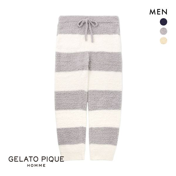 ジェラートピケ オム メンズ ジェラート2ボーダーロングパンツ ジェラピケ パジャマ ルームウェア gelato pique HOMME