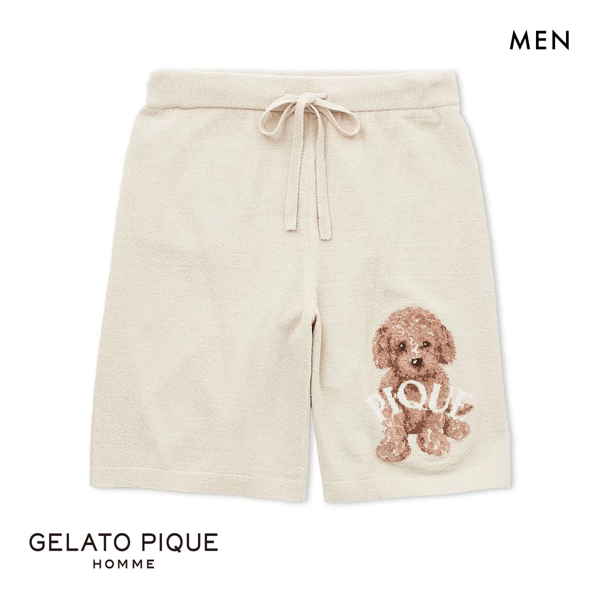 ジェラートピケ オム メンズ トイプードルジャガードハーフパンツ ジェラピケ パジャマ ルームウェア gelato pique HOMME(BE-ベージュ-M)
