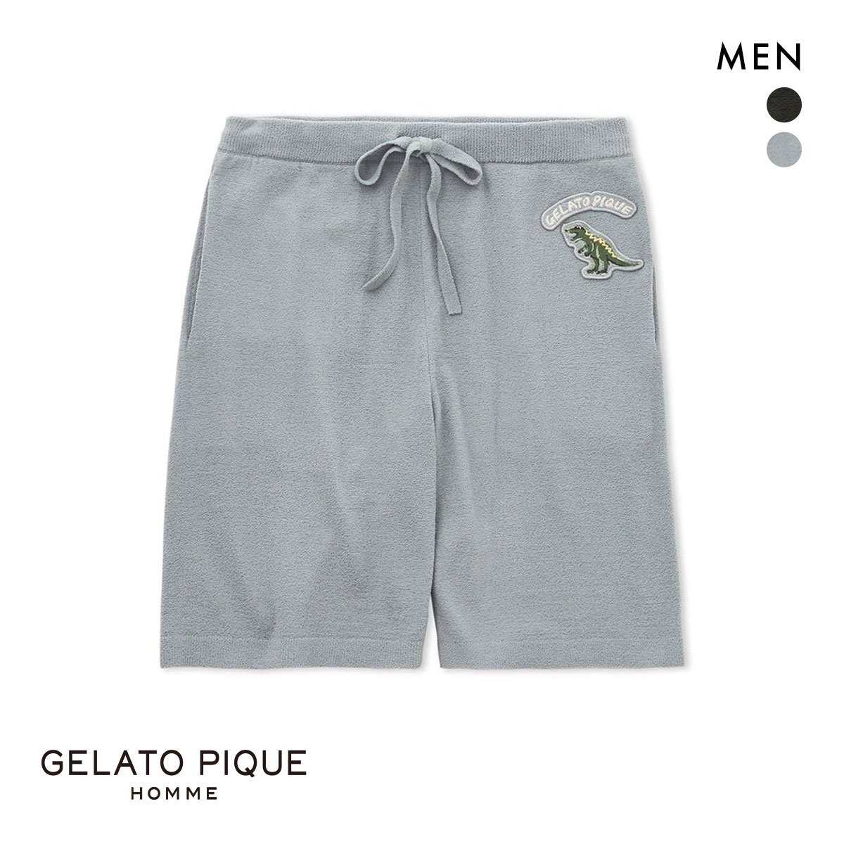 ジェラートピケ オム メンズ エアモコダイナソージャガードハーフパンツ ジェラピケ パジャマ ルームウェア gelato pique HOMME(BU-ブルー-M)