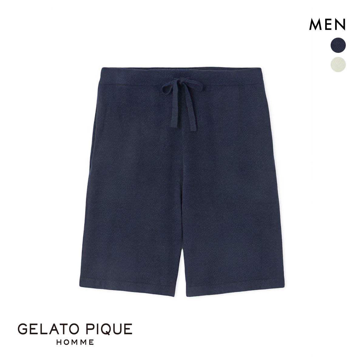 ジェラートピケ オム メンズ スムーズィーliteクールハーフパンツ ジェラピケ パジャマ ルームウェア gelato pique HOMME(NV-ネイビー-M)