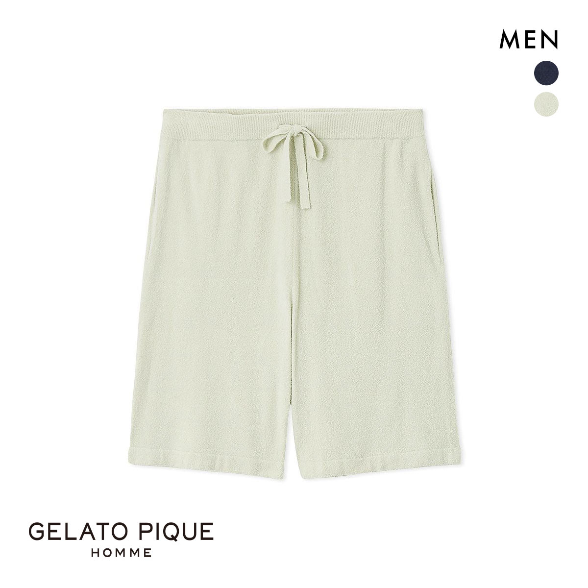 ジェラートピケ オム メンズ スムーズィーliteクールハーフパンツ ジェラピケ パジャマ ルームウェア gelato pique HOMME(LM-ライム-M)