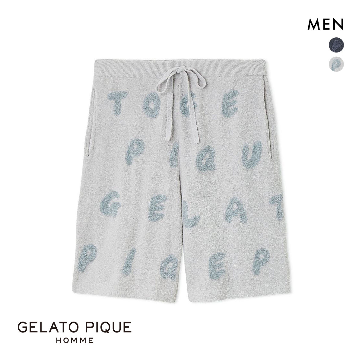 ジェラートピケ オム メンズ エアリーモコキャットハーフパンツ ジェラピケ パジャマ ルームウェア gelato pique HOMME(LGY-薄グレー-M)