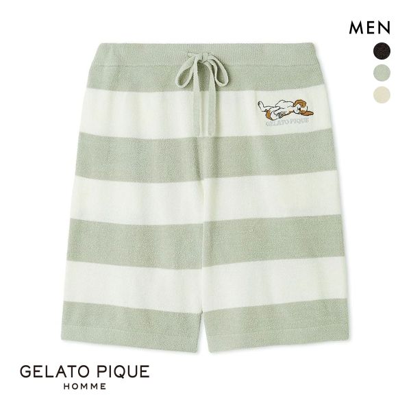 ジェラートピケ オム メンズ エアリーモコドッグアップリケハーフパンツ ジェラピケ パジャマ ルームウェア gelato pique HOMME