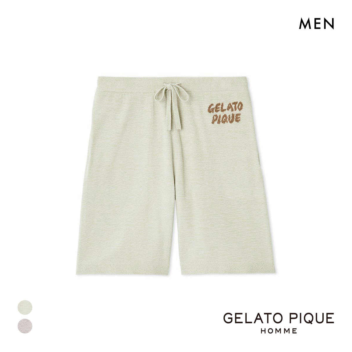 ジェラートピケ オム メンズ ロゴジャガードハーフパンツ ジェラピケ パジャマ ルームウェア GELATO PIQUE HOMME(MI-ミント-M)