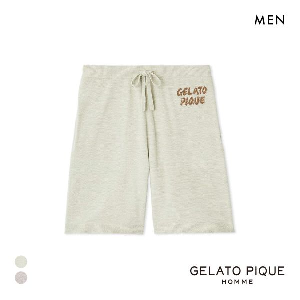 ジェラートピケ オム メンズ ロゴジャガードハーフパンツ ジェラピケ パジャマ ルームウェア GELATO PIQUE HOMME