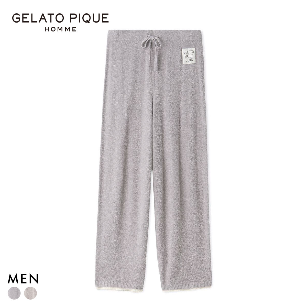 ジェラートピケ オム メンズ レイヤードホットスムーズィーロングパンツ ジェラピケ パジャマ ルームウェア GELATO PIQUE HOMME(GY-グレー-M)