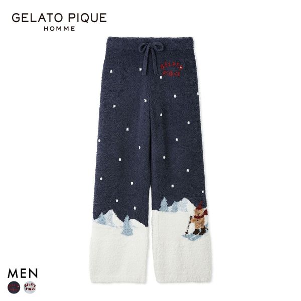 ジェラートピケ オム メンズ HOLIDAY ジェラートスキーベアジャガードロングパンツ ジェラピケ パジャマ ルームウェア gelato pique HOMME