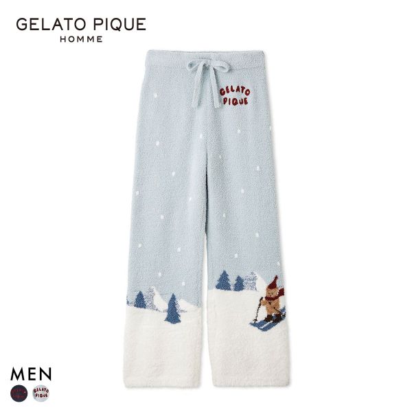 ジェラートピケ オム メンズ HOLIDAY ジェラートスキーベアジャガードロングパンツ ジェラピケ パジャマ ルームウェア gelato pique HOMME