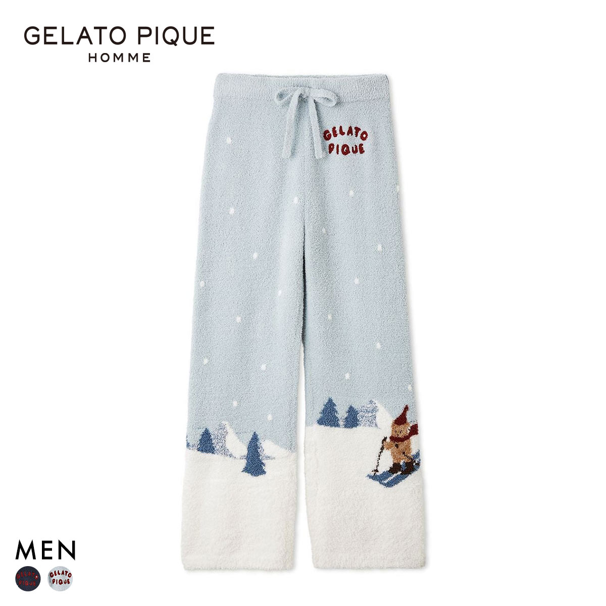 ジェラートピケ オム メンズ HOLIDAY ジェラートスキーベアジャガードロングパンツ ジェラピケ パジャマ ルームウェア gelato pique HOMME(MI-ミント-M)