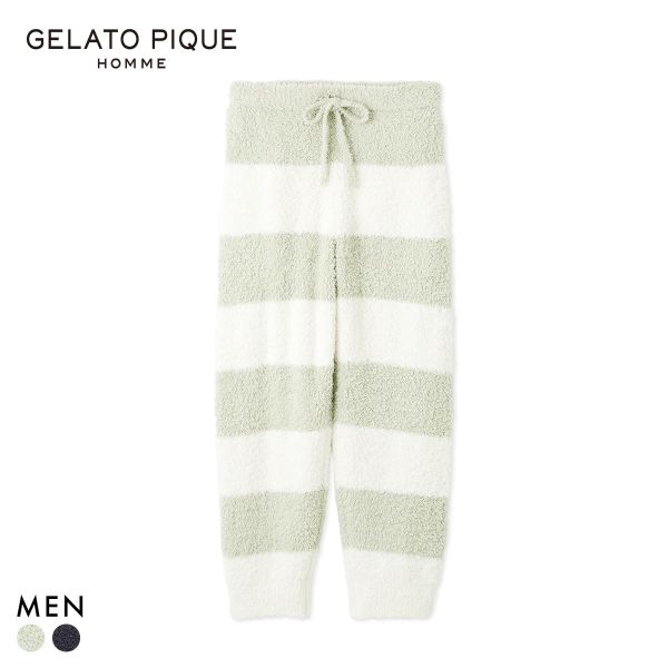 ジェラートピケ オム メンズ ジェラート2ボーダーロングパンツ ジェラピケ パジャマ ルームウェア gelato pique HOMME
