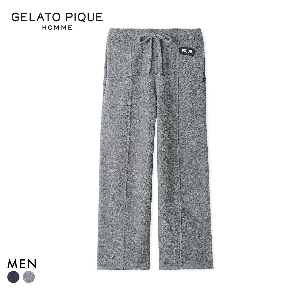 ジェラートピケ オム メンズ パウダータックロングパンツ ジェラピケ パジャマ ルームウェア gelato pique HOMME(GY-グレー-M)