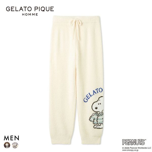 ジェラートピケ オム メンズ PEANUTS オリジナルアートジャガードロングパンツ ジェラピケ gelato pique スヌーピー HOMME