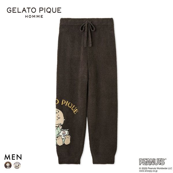 ジェラートピケ オム メンズ PEANUTS オリジナルアートジャガードロングパンツ ジェラピケ gelato pique スヌーピー HOMME