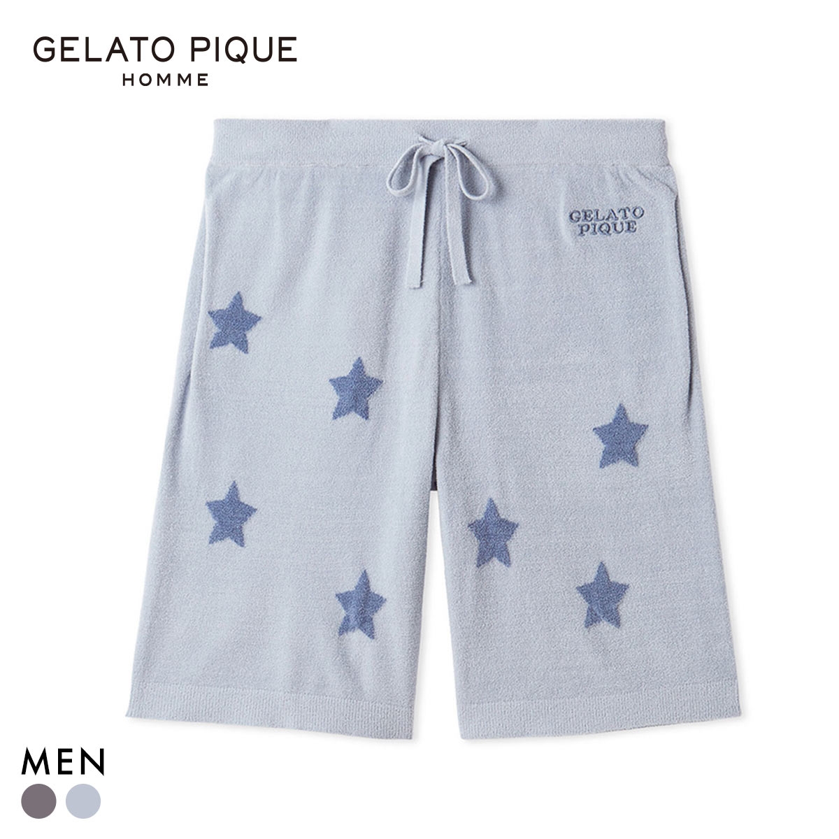 ジェラートピケ オム メンズ スタージャガードハーフパンツ ジェラピケ パジャマ GELATO PIQUE HOMME(BU-ブルー-M)