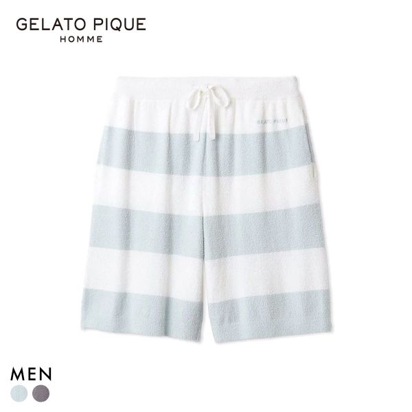 ジェラートピケ オム メンズ スムーズィー2ボーダーハーフパンツ ジェラピケ パジャマ ルームウェア gelato pique HOMME