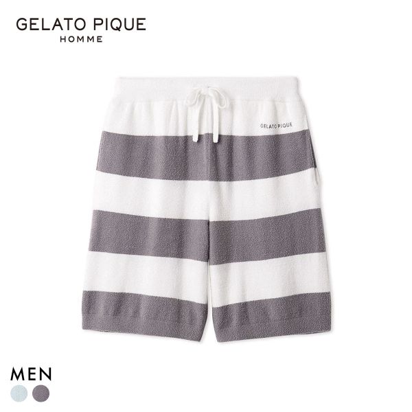 ジェラートピケ オム メンズ スムーズィー2ボーダーハーフパンツ ジェラピケ パジャマ ルームウェア gelato pique HOMME
