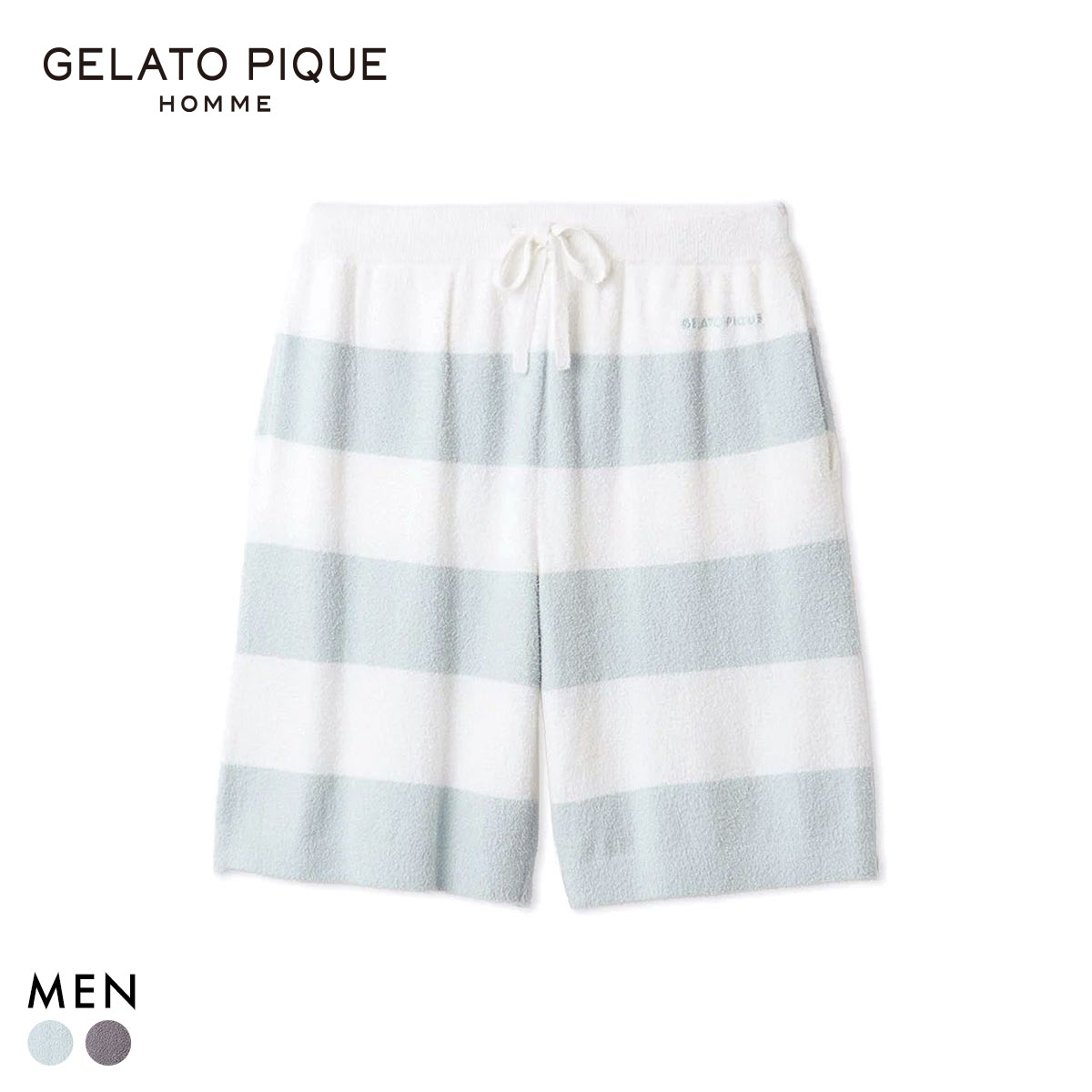 ジェラートピケ オム メンズ スムーズィー2ボーダーハーフパンツ ジェラピケ パジャマ ルームウェア gelato pique HOMME