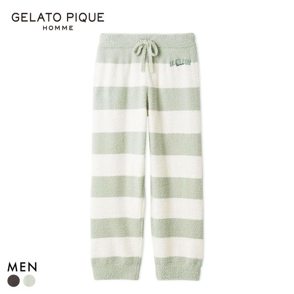 ジェラートピケ オム メンズ べビモコグッドモーニングベアロングパンツ ジェラピケ ルームウェア Valentine gelato pique HOMME
