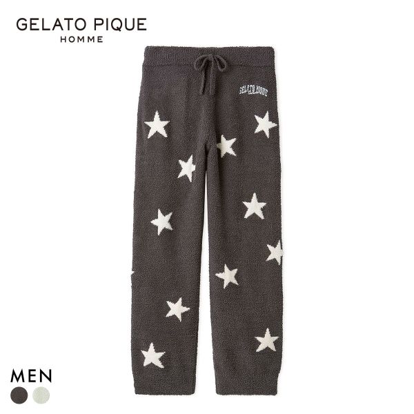 ジェラートピケ オム メンズ べビモコグッドモーニングベアロングパンツ ジェラピケ ルームウェア Valentine gelato pique HOMME