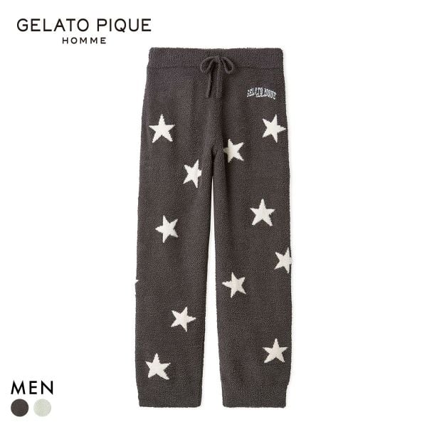 ジェラートピケ オム メンズ べビモコグッドモーニングベアロングパンツ ジェラピケ ルームウェア Valentine gelato pique HOMME