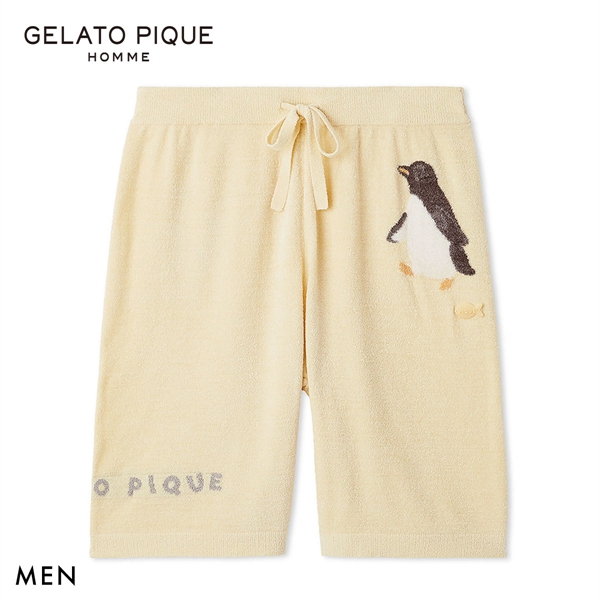 ジェラートピケ オム メンズ 接触冷感 スムーズィーliteシーアニマルジャガードハーフパンツ ジェラピケ パジャマ GELATO PIQUE HOMME