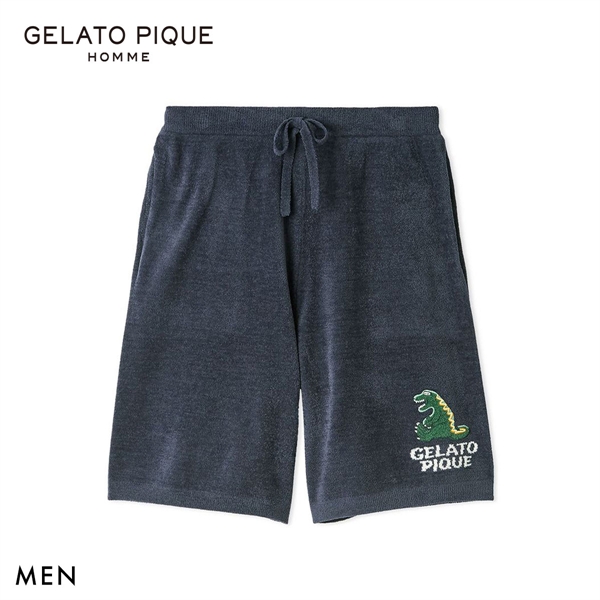 ジェラートピケ オム メンズ エアリーモコスリーピングダイナソージャガードハーフパンツ ジェラピケ パジャマ GELATO PIQUE HOMME