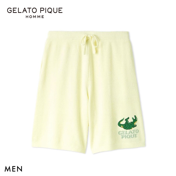 ジェラートピケ オム メンズ エアリーモコスリーピングダイナソージャガードハーフパンツ ジェラピケ パジャマ GELATO PIQUE HOMME