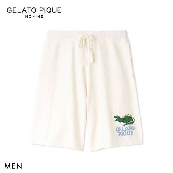 ジェラートピケ オム メンズ エアリーモコスリーピングダイナソージャガードハーフパンツ ジェラピケ パジャマ GELATO PIQUE HOMME