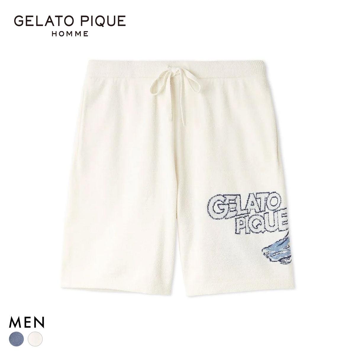 ジェラートピケ オム メンズ エアリーモコスタービークルジャガードハーフパンツ ジェラピケ パジャマ GELATO PIQUE HOMME(CR-クリーム-M)