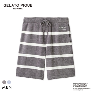 ジェラートピケ オム PEANUTS メンズ スムーズィーボーダーハーフパンツ スヌーピー SNOOPY ジェラピケ パジャマ GELATO PIQUE HOMME