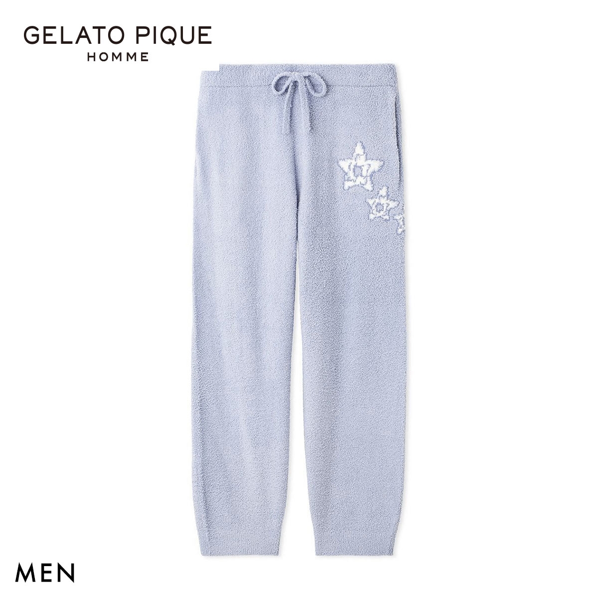 ジェラートピケ オム メンズ ベビモコスペースシップジャガードロングパンツ ジェラピケ パジャマ ルームウェア gelato pique HOMME(BU-ブルー-M)