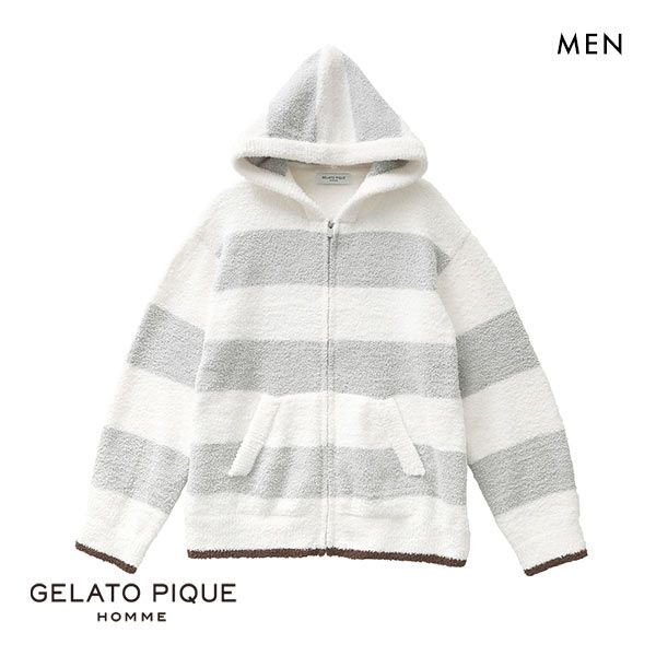 ジェラートピケ トリムボーダー プルオーバー ジェラートピケ オム GELATO PIQUE メンズ【HOMME】パウダー