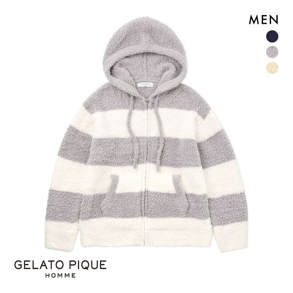 ジェラートピケ オム メンズ ジェラート2ボーダーパーカ ジェラピケ パジャマ ルームウェア gelato pique HOMME