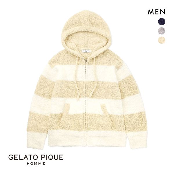 ジェラートピケ オム メンズ ジェラート2ボーダーパーカ ジェラピケ パジャマ ルームウェア gelato pique HOMME