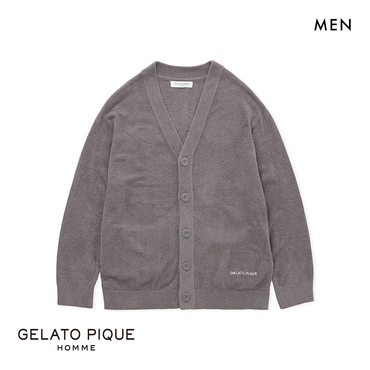 ジェラートピケ オム メンズ スムーズィーliteカーディガン ジェラピケ パジャマ ルームウェア gelato pique HOMME(DGY-濃グレー-M)