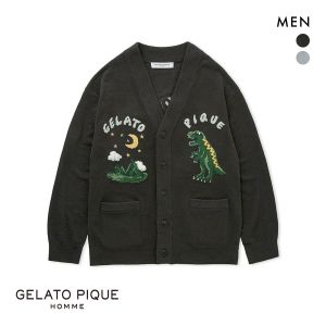 ジェラートピケ オム メンズ エアモコダイナソージャガードカーディガン ジェラピケ パジャマ ルームウェア gelato pique HOMME