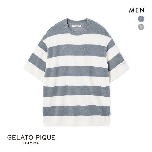 ジェラートピケ オム メンズ スムーズィーlite2ボーダープルオーバー ジェラピケ パジャマ ルームウェア gelato pique HOMME