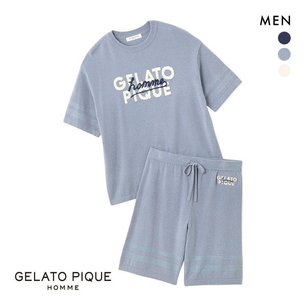 ジェラートピケ オム メンズ スムーズィーliteロゴセットアップ ジェラピケ パジャマ GELATO PIQUE HOMME