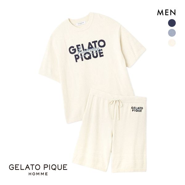 ジェラートピケ オム メンズ スムーズィーliteロゴセットアップ ジェラピケ パジャマ GELATO PIQUE HOMME