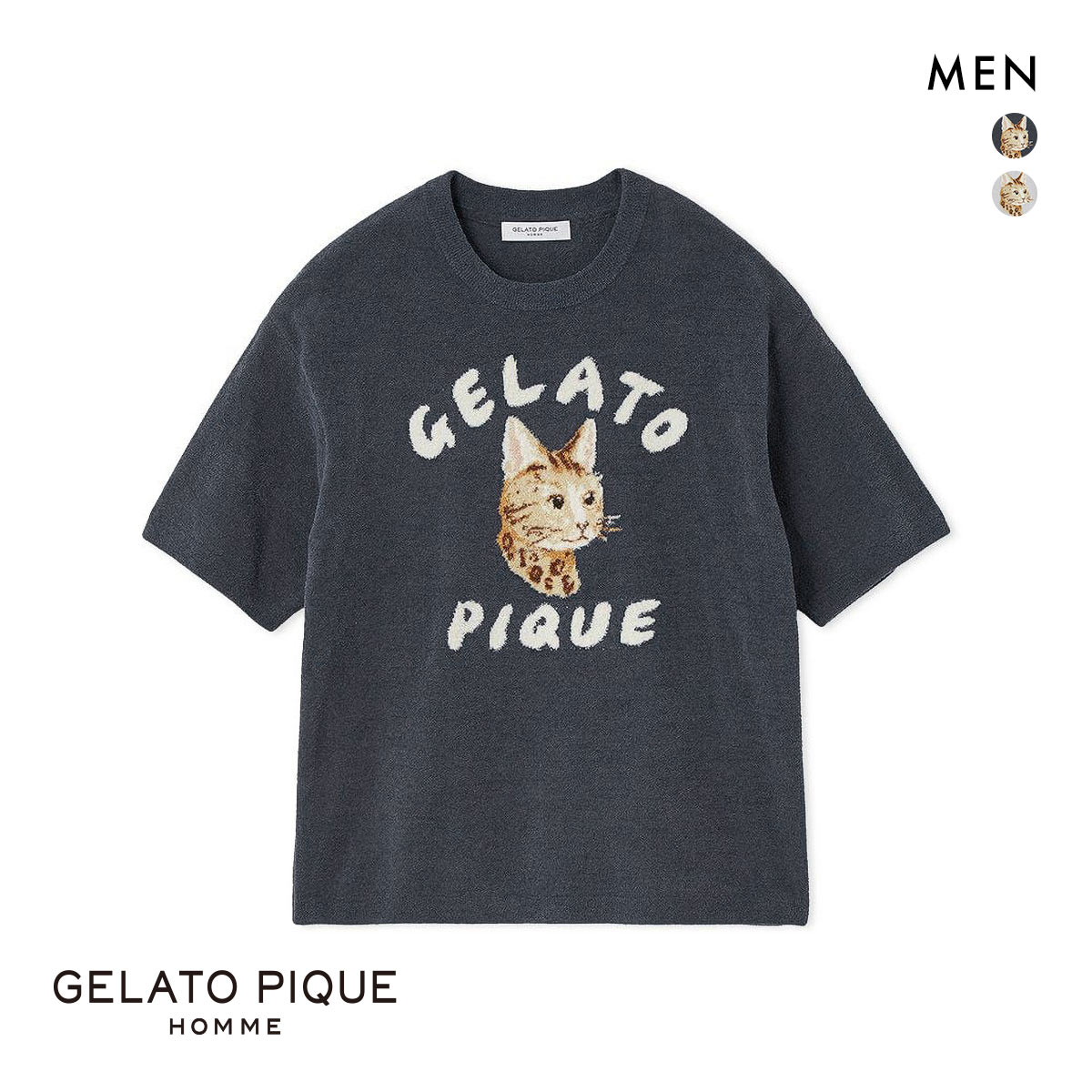 ジェラートピケ オム メンズ エアリーモコキャットプルオーバー ジェラピケ パジャマ ルームウェア gelato pique HOMME(NV-ネイビー-M)