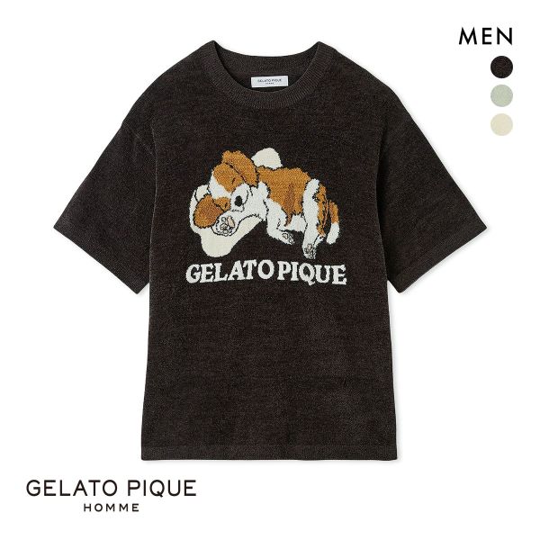 ジェラートピケ オム メンズ エアリーモコドッグジャガードプルオーバー ジェラピケ パジャマ ルームウェア gelato pique HOMME