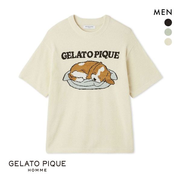 ジェラートピケ オム メンズ エアリーモコドッグジャガードプルオーバー ジェラピケ パジャマ ルームウェア gelato pique HOMME