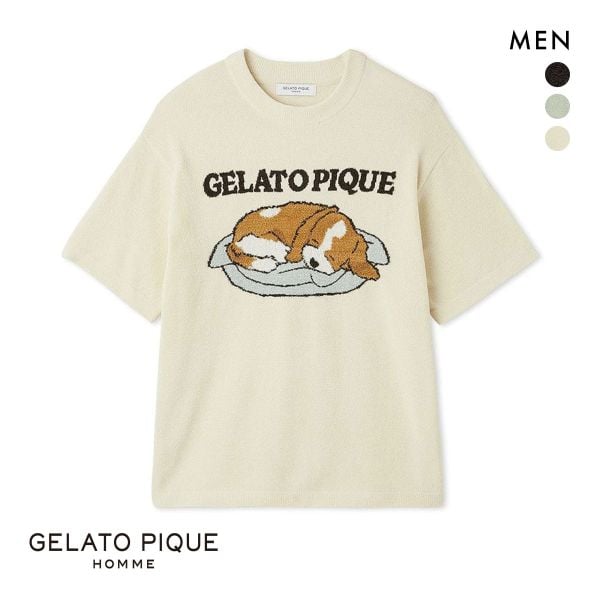 ジェラートピケ オム メンズ エアリーモコドッグジャガードプルオーバー ジェラピケ パジャマ ルームウェア gelato pique HOMME