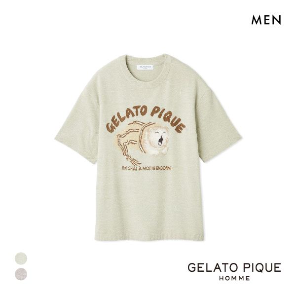 ジェラートピケ オム メンズ sleeping cat ジャガードプルオーバー ジェラピケ パジャマ ルームウェア GELATO PIQUE HOMME