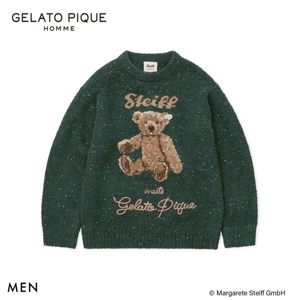 ジェラートピケ オム メンズ シュタイフ パウダーネップジャガードプルオーバー ジェラピケ ルームウェア gelato pique HOMME Steiff