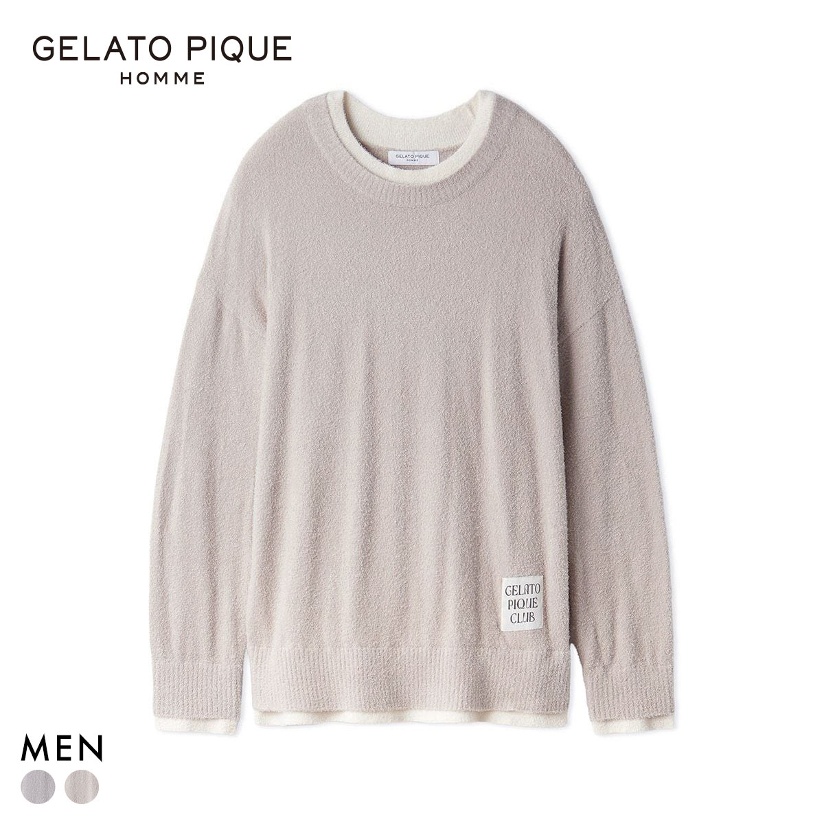 ジェラートピケ オム メンズ レイヤードホットスムーズィープルオーバー ジェラピケ ルームウェア パジャマ GELATO PIQUE HOMME(BE-ベージュ-M)