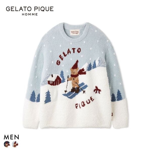 ジェラートピケ オム メンズ HOLIDAY ジェラートスキーベアジャガードプルオーバー ジェラピケ パジャマ ルームウェア gelato pique HOMME