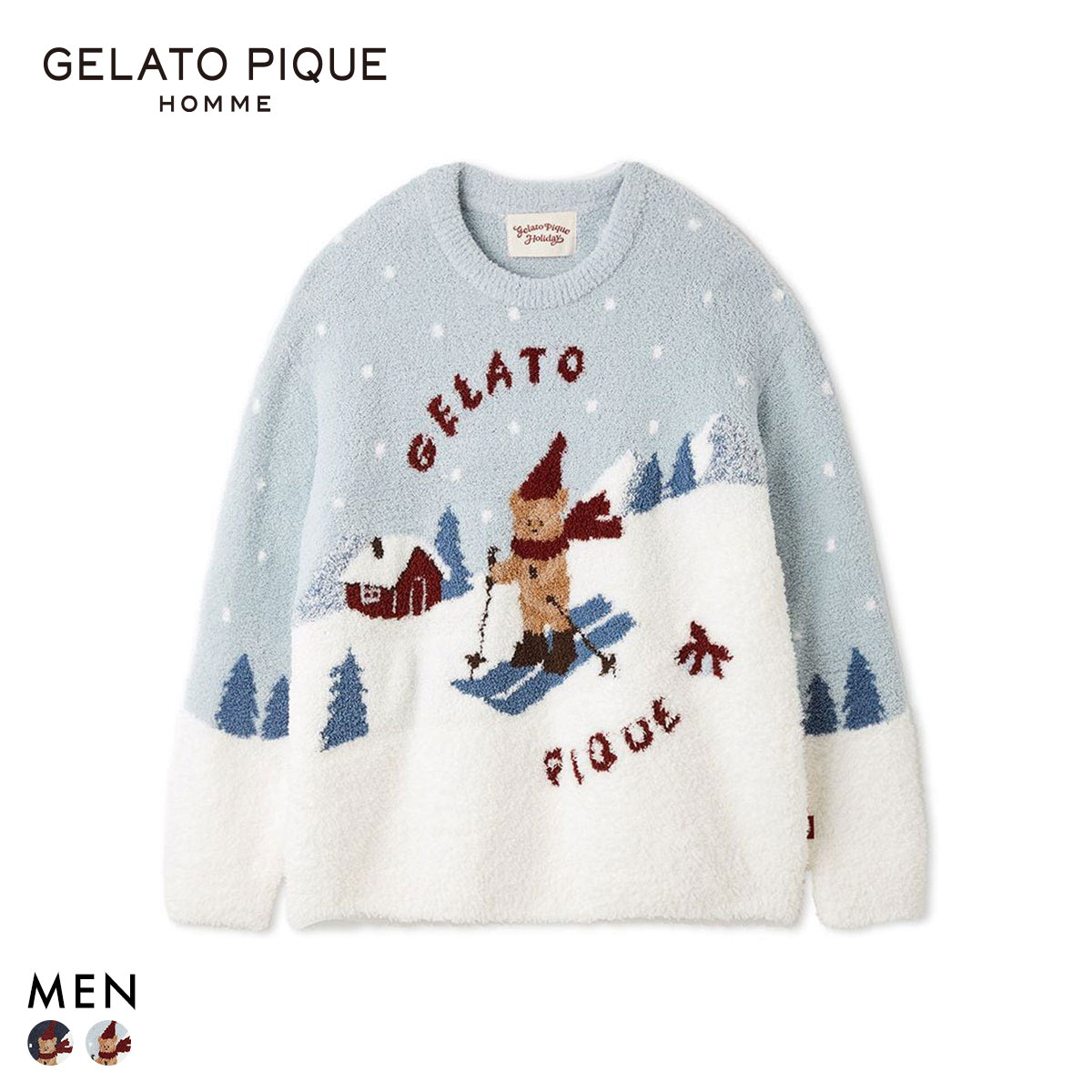 ジェラートピケ オム メンズ HOLIDAY ジェラートスキーベアジャガードプルオーバー ジェラピケ パジャマ ルームウェア gelato pique HOMME(MI-ミント-M)