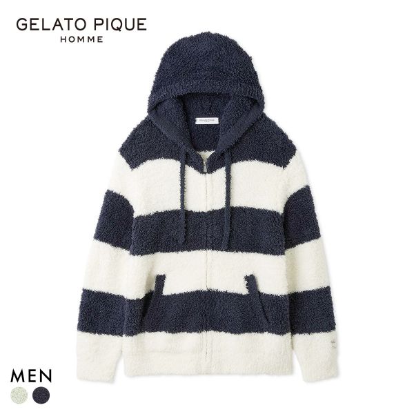 ジェラートピケ オム メンズ ジェラート2ボーダーパーカ ジェラピケ パジャマ ルームウェア gelato pique HOMME